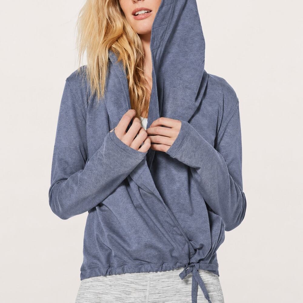 Lululemon Ready To Rulu Wrap Hooded Cardigan Heathered Nocturnal Teal Size 6